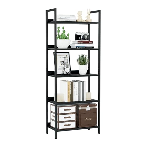 NUMENN Bookshelf, 5 Tier Bookshelves, Home Office Bookcase Shelf Storage Organizer, Free Standing Storage Shelving Unit for Bedroom, Living Room and Home Office, Black - color: Black, size: 5 Tier(Wide)