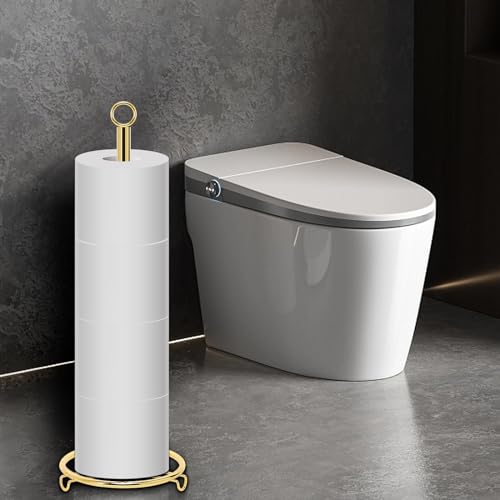 Bath Toilet Paper Holder, Metal Toilet Tissue Roll Organizer Storage, Tissue Paper Holder Stand for Bathroom/Kitchen Countertop, 21" H (Gold) - color: Gold