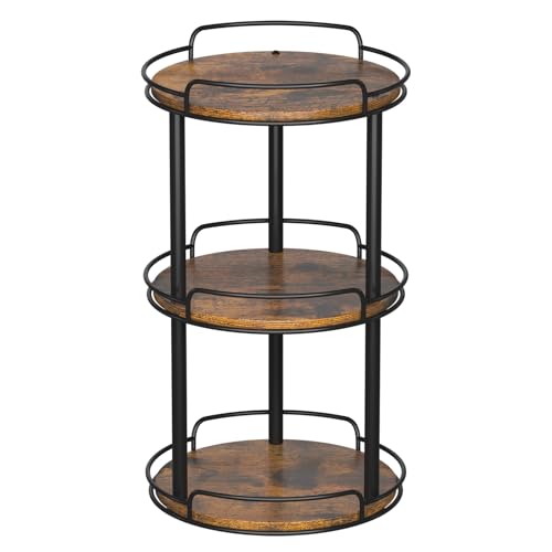 LAMU 10'' Wood Lazy Susan Turntable Organizer for Cabinet, 3 Tier Lazy Susan Spice Rack Organizer for Kitchen, Wood Turntable for Table Top, Countertop, Pantry, Bathroom - size: 10 inches 3 Tier