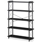HCHQHS Bookshelf, 5-Tier Industrial Bookcase, Black Open Book Shelf, Freestanding Tall Bookshelves with Metal Frame - color: Ebony Black, size: 5-Tier (35.8"W x 65.7"H)