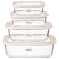 Urban Green Glass Food Storage Containers with Glass Lids, Microwave Safe Food Container Set, Aitight Meal Prep Container Set, LeakProof, 100% Plastic Free, 4 Pack - color: ‎Ivory White -4p