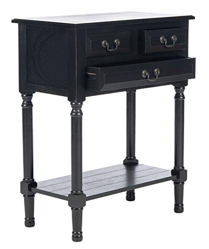 SAFAVIEH Furniture - Primrose 3-Drawer Console Table - Black - Solid Wood - Farmhouse Classic Design - Ideal for Entryway, Living Room, Hallway, 23.5" W x 13" D x 29.5" H (CNS5707B) - color: Black