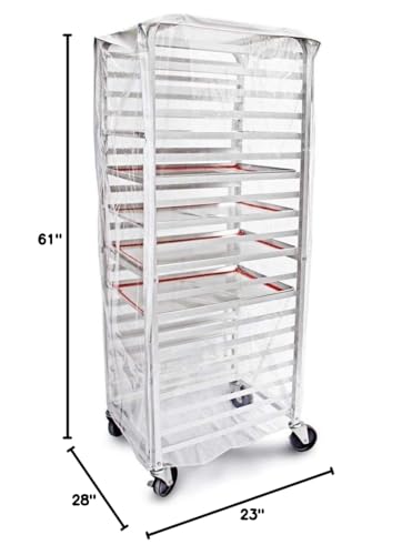 New Star Foodservice Commercial-Grade Clear Plastic Sheet Pan/Bun Pan Rack Cover, 20-Tier, 28" L x 23" W x 61" H - size: 28" x 23" x 61", 20-Tier, Single