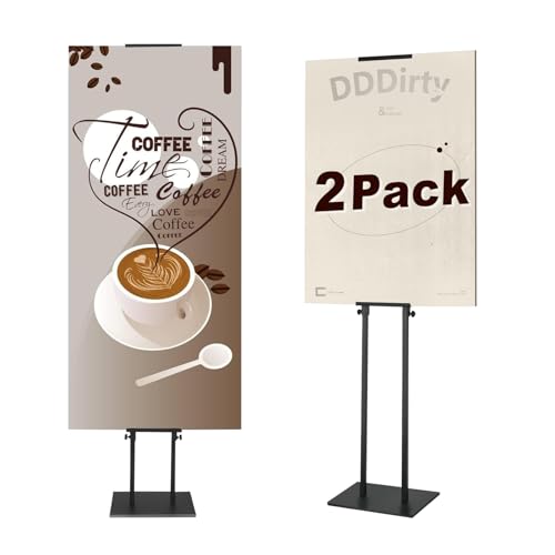 Black Pedestal Poster Sign Stand for Display, Adjustable Height Up to 80 Inchs, Heavy Duty Banner Double Sided Sign Holder for Board & Foam (2pk) - style: 2