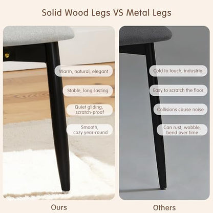 CHUN YI Dining Chairs Set of 2, Upholstered Solid Wood Dining Room Chairs, Mid Century Modern Fabric Kitchen Chairs with Ergonomic Curved Back, Gray (Only Chairs) - color: Grey, size: Set of 2