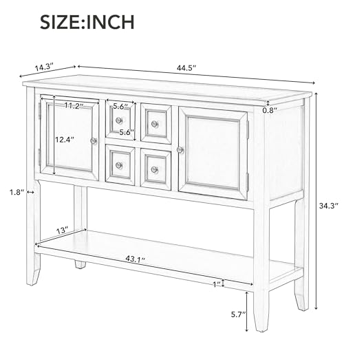 P PURLOVE Console Table Buffet Sideboard Sofa Table with Storage Drawers Cabinets and Bottom Shelf (Espresso) - color: Espresso