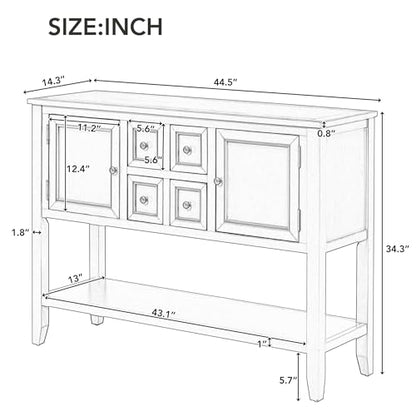 P PURLOVE Console Table Buffet Sideboard Sofa Table with Storage Drawers Cabinets and Bottom Shelf (Espresso) - color: Espresso