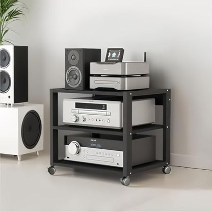 3/4/5 Tier Audio-Video Media Stand with Adjustable Shelves, Home Stereo System Entertainment Components Cabinet for Gaming, Meeting, Living, Recording Room, Black(50x40x48.5cm) - size: 50x40x48.5cm