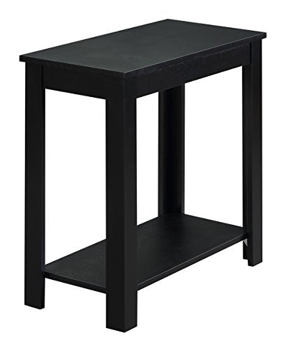 Convenience Concepts Designs2Go Baja Chairside End Table 23.75"- Modern Living Room Table with Storage Shelf, Transitional Bedside Table, Black - color: Black