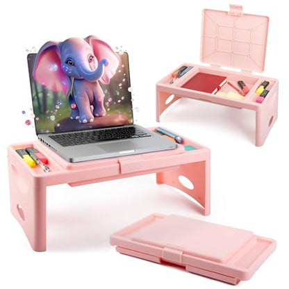 Loddie Doddie Lap Desk, Folding Desk, Portable Table, Blush, 9.75" x 12" | Trays & Pocket Keep Essentials Close, 2 lb Easy to Carry, Sturdy Plastic & Alloy Steel, Bed Desk, Bed Tray, Lap Desk for Kids - color: Blush