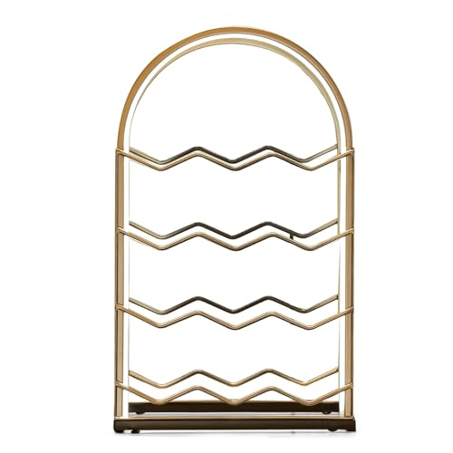 LED Countertop Wine Rack - 12 Bottle Freestanding Modern Metal Wine Rack - Tabletop Wine Holder Stand for Cabinet, Pantry, Wine Bottle Storage