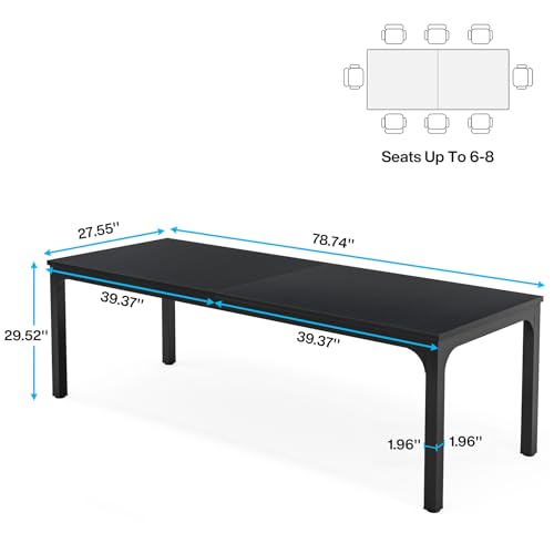 Tribesigns 6.5 FT Conference Room Table, 78.74" W x 27.56" D Large Office Conference Table, Modern Seminar Meeting Table Desk for Boardroom, Meeting Room (1, Black) - color: Black