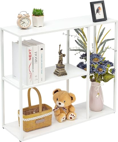 HDANI Console Table, Narrow Entryway Table, 3 Tier Metal Hallway Table, 9.8''Dx31.5''Wx29.7''H(White) - color: White, size: 9.8"D×31.5"W×29.7"H