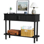 RARZOE Console Table with Storage, Fluted Entryway Table with Sliding Door&Open Shelf, Sofa Table Behind Couch, Mid-Century Modern Accent Table for Hallway, Entrance, Foyer, Fully Assembled(Black)