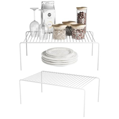 2Pack Cabinet Storage Shelf Spice Rack, 13''L x 9.4''W x 5.5''H, White | Rustproof Metal Wire Kitchen Counter Organizers and Storage, for Cabinet, Plate, Dish, Pantry, Bathroom, Fridge - size: 2Pack-White-13 x 9.4 inch