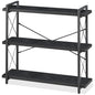 HCHQHS Bookshelf, 3-Tier Industrial Bookcase, Black Open Book Shelf, Freestanding Horizontal Bookshelves with Metal Frame - color: Ebony Black, size: 3-Tier (35.8"W x 35.8"H)