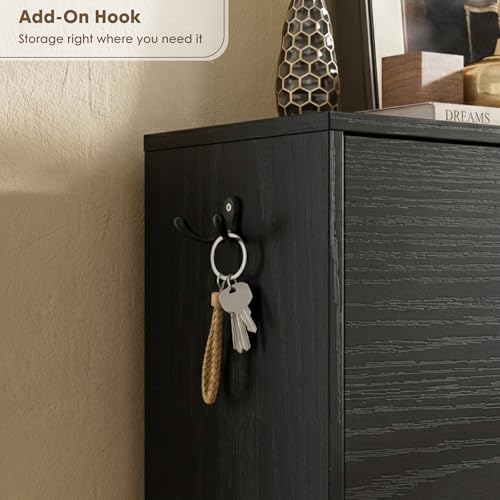 Nicetree Shoe Cabinet with 3 Flip Drawers, Narrow Shoe Organizer Cabinet, Freestanding Shoe Rack Cabinet, Modern Shoe Storage Cabinet for Entryway, Hallway, Foyer, Black - color: Black, style: 3-Drawers