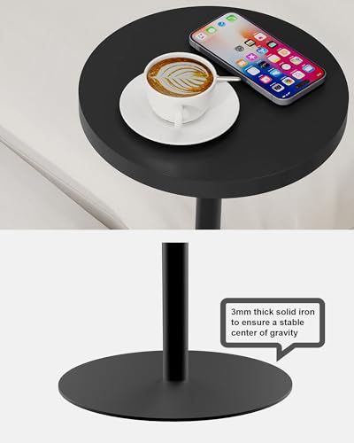 TUTOTAK Tall Round Side Table, Small End Table, Drink Table, Pedestal Table | for Small Spaces, Accent Nightstand, livingroom, Bedroom, Black TB01BK096 - color: Black, size: 1 Pack, style: Adjustable