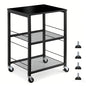 MOOACE 3 Tier End Table with Wheel, Kitchen Cart Storage Shelf, Black | Small Side Table Nightstand, Rolling Kitchen Utility Cart Table Stand for Bedroom Living Room Office Balcony - color: Black1