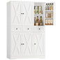 HOSTACK 67"H Farmhouse Kitchen Pantry Storage Cabinet with 3 Drawers, White | Large Food Pantry Cabinet with Swing-Out Door Rack & Adjustable Shelf for Kitchen, Dining room, Living room - color: White