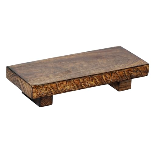 Small Wood Pedestal Stand - Handcrafted Bathroom Tray Soap Stand, Farmhouse Decorative Tray Bathroom Counter Sink Organizer & Wood Riser for Kitchen Decor 9" X 4" X 1.8" - Antique Walnut - color: Antique Walnut
