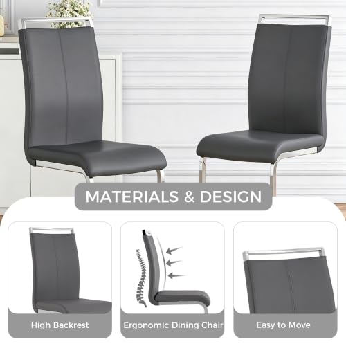 Baysitone Modern Dining Chairs Set of 2, Side & Kitchen Chairs with Faux Leather Padded Seat High Back, for Dining, Kitchen, Living Room - Grey - color: Grey, size: Set of 2