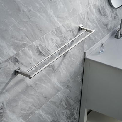 Miyili 36-Inch Bath Double Towel Bar Stainless Steel Bathroom Towel Rack Holder Wall Mount Brushed Finish, A02N90B - color: Brushed Steel, size: 36-Inch