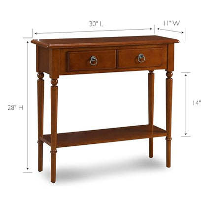 Leick Home Coastal Console Table, Solid Wood, with Drawer and Shelf, for Entryways, Hallways, and Living Rooms, Pecan Brown, 20027-PC - color: Pecan, size: 1 Drawer