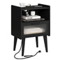 MMEOLUOOK Nightstand with Charging Station, Bedside Tables, End Table Side Table with 2 Tiers Storage Space, for Bedroom, Living Room, Black CAMLBZ07BE - color: Black