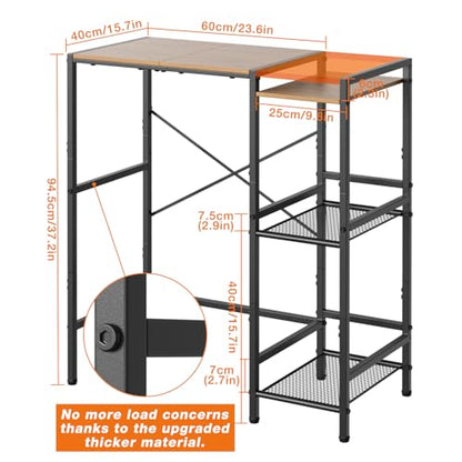 Mini Fridge Stand with Storage Shelves, Heavy Duty Metal Mini Fridge Stand 3-Tier Fridge Cabinet Baker Rack for Microwave Coffee Maker, Dorm,Kitchen, Apartment, 33.4Wx15.7Dx37.2H, Brown
