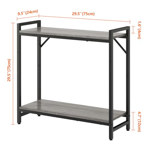 Livofloral Narrow Console Table, Small Entryway Table, Sofa Table with 2 Support Bar, Industrial Couch Table, Thin Side Table, Display Table for Living Room, Hallway, Bedroom, Foyer, Grey - color: Grey