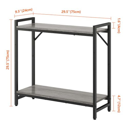 Livofloral Narrow Console Table, Small Entryway Table, Sofa Table with 2 Support Bar, Industrial Couch Table, Thin Side Table, Display Table for Living Room, Hallway, Bedroom, Foyer, Grey - color: Grey