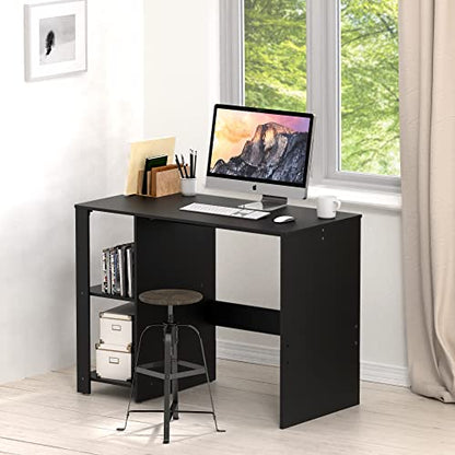 SHW 38-Inch Home Office Computer Desk with Shelves, Black - color: Black