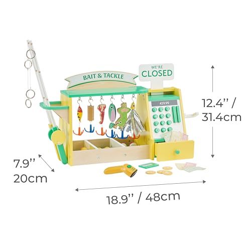 Teamson Kids - My Little Helper Fishing Shop | Wooden Role Play Counter, For Toddlers, Includes Fish & Accessories, STEM Gift, Ages 3+ - style: Fishing Shop