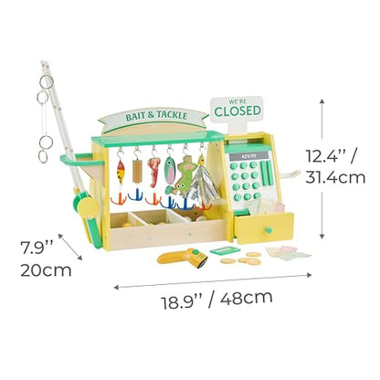 Teamson Kids - My Little Helper Fishing Shop | Wooden Role Play Counter, For Toddlers, Includes Fish & Accessories, STEM Gift, Ages 3+ - style: Fishing Shop