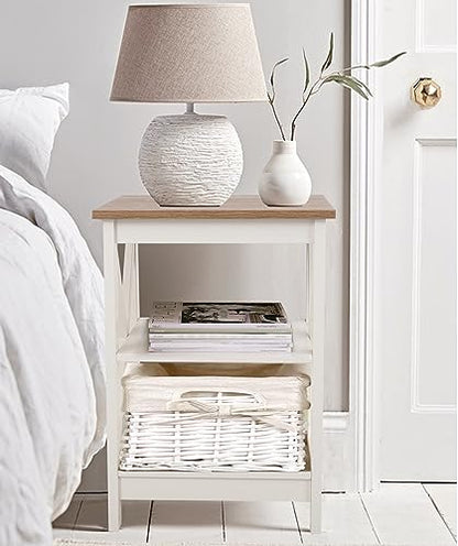 PHI VILLA End Table Living Room Set of 2, Farmhouse Bed Side Table Nightstands for Bedroom, Ivory White Small Side Table - color: Ivory