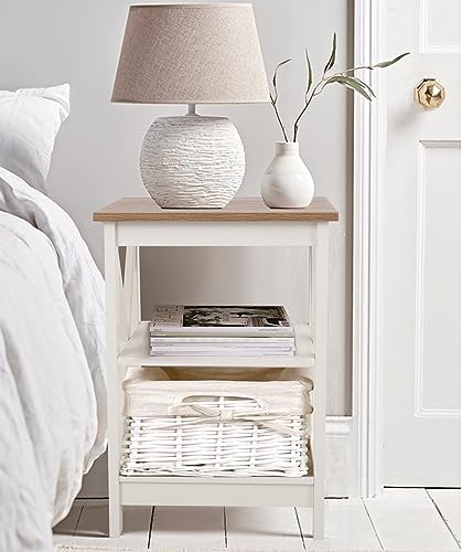 PHI VILLA End Table Living Room Set of 2, Farmhouse Bed Side Table Nightstands for Bedroom, Ivory White Small Side Table - color: Ivory