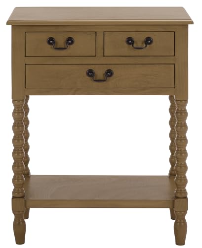 SAFAVIEH Furniture - Athena 3-Drawer Console Table - Desert Brown - Solid Wood - Farmhouse Classic Design - Ideal for Entryway, Living Room, Hallway, 23.5" W x 13" D x 29.5" H (CNS5703F) - color: Desert Brown