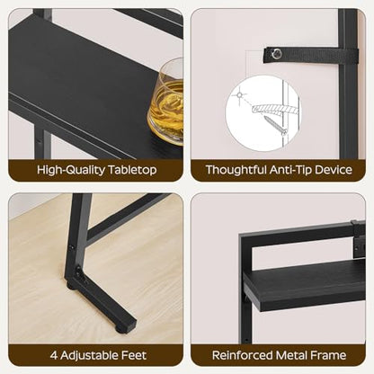 78.7'' Narrow Console Table with Adjustable Height (27.6''-35.4''), Behind Couch Table Skinny with Outlet, Long Entryway Table, Couch Table Behind Sofa for Living Room, Black CT22UBB - color: Black, size: 78.7"L x 6.7"W x 27.6"H - 35.4"H