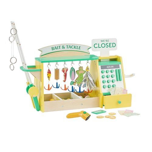 Teamson Kids - My Little Helper Fishing Shop | Wooden Role Play Counter, For Toddlers, Includes Fish & Accessories, STEM Gift, Ages 3+ - style: Fishing Shop