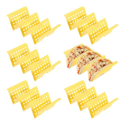 uxcell 6 Pcs Taco Holder Stands, Plastics Hollow Holder Can Hold 3 Soft/Hard Taco Street Tray Plates for Party Supplies Dishwasher and Microwave Safe, Yellow - color: Yellow
