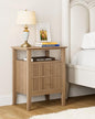 Fluted Nightstand, Farmhouse Night Stand with 2 Drawers, Mid Century Modern Side Accent Table,Bedside End Table for Bedroom, Living Room, Natural - color: Natural, size: 2 Drawers