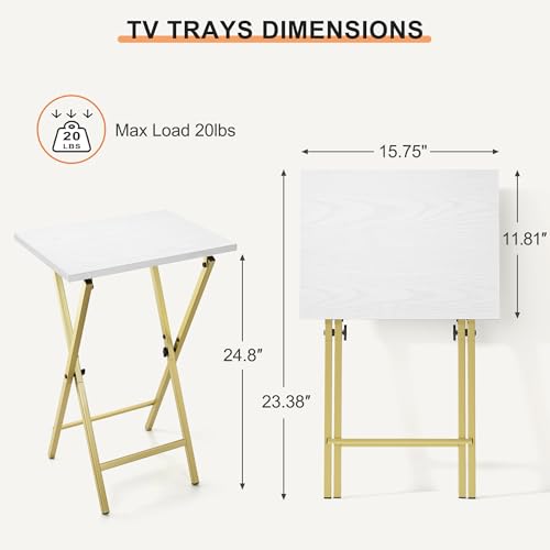 Acovy TV Tray Table Set of 2, TV Dinner Tray, Folding Table, Foldable TV-Trays, Side Table for Bed, Couch, Portable and Small Easy to Move, - color: Gold