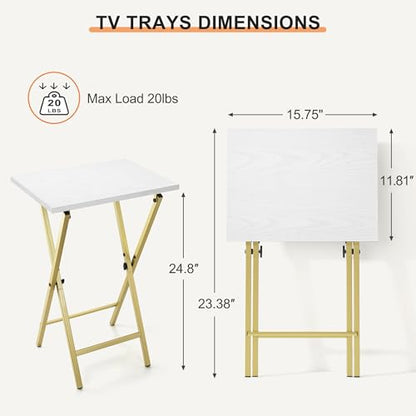 Acovy TV Tray Table Set of 2, TV Dinner Tray, Folding Table, Foldable TV-Trays, Side Table for Bed, Couch, Portable and Small Easy to Move, - color: Gold