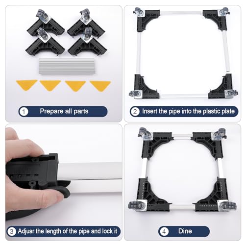W B D WEIBIDA Mobile Roller with 4 Locking Wheels, Adjustable Furniture Dolly Mini Fridge Stand Appliance Dollys Cart Washer Pedestal for Portable Washing Machine, Dryer, Refrigerator - color: Black - 4 Wheels