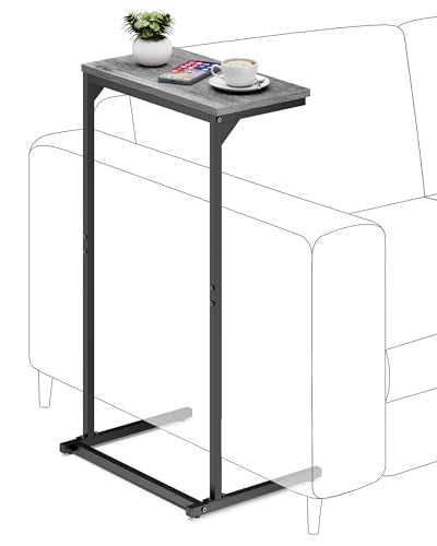TUTOTAK C Shaped End Table, Small Side Table, 28.7 inch Tall Couch Table, Sofa Table, Living Room, Bed Room, Charcoal Grey TB01BY071 - color: Charcoal Grey
