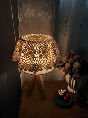 Damanni Beige Cotton Handmade Crochet Lace Tablecloth Doilies Table Overlay,Round,19 Inch,2PCS - size: Beige-2pc-19 Inch