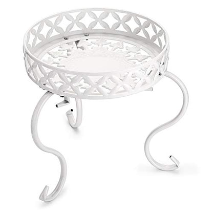 OwnMy Metal Round Plant Stand Rustproof Iron Flower Pot Holder, Indoor Outdoor Plant Stand Heavy Duty for Home, Garden, Patio, Modern Plant Stands Display Potted Rack (White) - color: White