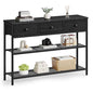 SONGMICS Console Table, Narrow Sofa Table with 2 Mesh Shelves | For Entryway, Living Room, 3 Fabric Drawers, Ebony Black, BELLAH Collection ULGS098B201 - color: Ebony Black, size: 11.8"D x 38.9"W x 31"H (3 Drawers)