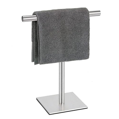 Freestanding Hand Towel Holder Countertop Modern Stand Towel Rack with Square Base Space Saving 304 Stainless Steel Hand Towel Holder Silver Finished - color: Freestanding Stainless Steel Towel Rack Silver on Countertop